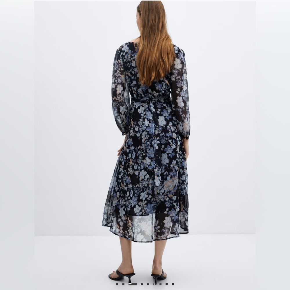 Mango Faux Wrap Midi Dress - Large - Picture 3 of 12